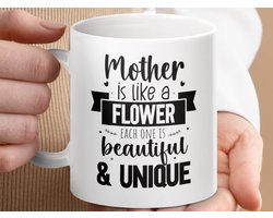 Mok Moeder is als een Bloem, Mooie en Unieke Mok, Mama Cadeau Idee, Nieuwigheid Koffie Mok, Speciaal Moederdag Cadeau, Koffie en Thee Mok