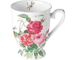 mok op voet - porselein -fine bone China - rozen - bloemen - Amber - Ambiente - moederdag - valentijn - verjaardag - kado