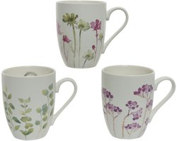 Mok porselein bloem 8x11x10,5cm (1 stuk) assorti