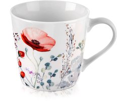 Mok Porselein Bloemen KLAPROZEN 430 ml - Koffiemok - Theebeker - Koffie - Beker