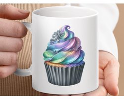Mok Regenboog Cupcake Mug, Kleurrijke Dessert Mok, Schattige Beker, Thee Koffie Cup, Kawaii Mok, Unieke Koffiemok, Cadeau voor Haar