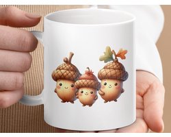 Mok Schattige Eikel Familie Mok, Herfst Decor, Leuke Eikel Themakop, Eikel Lover Cadeau Idee, Herfst Seizoen Mok, Eikel Illustration, Mok