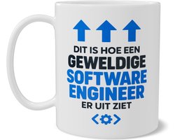 Mok Software Engineer Dit Is Hoe Een Geweldige Software Engineer Er Uit Ziet Cadeau Programmeur Developer Kantoor Koffiemok met Dubbelzijdige Print Grappige Beroepen Beker Digitaal Blauw Typografie Design