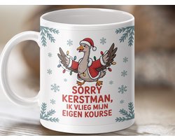 Mok Sorry Kerstman, kerst mok, eigen koers, grappige kerst, kerstcadeau, kerstmis mok, nieuwjaar mok, kerst gans
