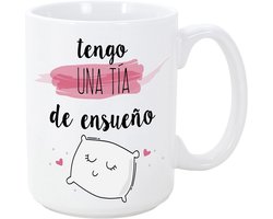 Mok Spaans - Thee Mok - Koffie Genieten - Magnetronbestendig - 16 x 11 x 12 cm - Wit