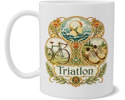 Mok Triatlon - Vintage Sport Illustratie - Gouache Stijl