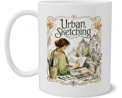 Mok Urban sketching Hobby Art Nouveau Ilustratie Koffiemok met Dubbelzijdige Print Creatief Cadeau voor Tekenaar