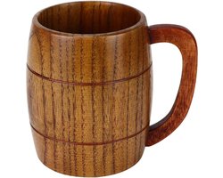 Mok van massief hout - 11 oz Handgemaakte houten mok - Geschikt voor mannen en vrouwen Koffiemok, biermok, unieke Viking biermok, rustieke vintage koffiemok voor mannen, outdoor campingmok - 1 stuk