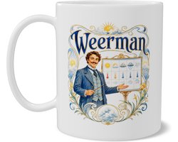 Mok Weerman Art Nouveau stijl Unieke koffiemok met dubbelzijdige opdruk en meteorologische show illustratie voor meteorologen en weerpresentatoren