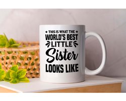 Mok World's Best Little Sister Looks Like - FamilyFirst - Gift - Cadeau - LoveMyFamily - GezinEerst - FamilieLiefde - Mom - Sister - Dad - Brother - Mama - Broer - Vader - Zus - anime - Teacher