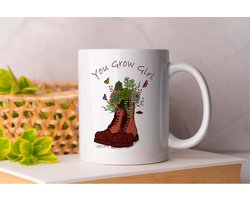 Mok You Grow Girl - Gardening - Gift - Cadeau - GreenThumb - PlantLover - FlowerGarden - Tuinieren - GroeneVingers - Plantenliefhebber - Bloementuin