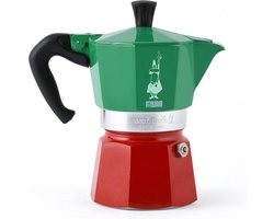 Moka Express Espressomachine In Aluminium Groen-Rood 30 x 20 x 15 cm