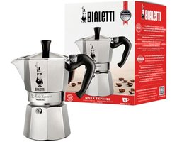Moka Express Espressomachine voor 6 Kopjes - Aluminium en Grijze Afwerking