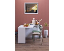 Moka Park -Kantoortafel - Opklapbaar Tafel - Tafel met Kast - Praktisch Tafel - Bureau - Rechthoek Tafel - Computerbureau - Computer Tafel - Bureautafel - Wit