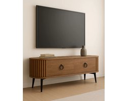 Moka Park - Ovale TV meubel - Stijlvol en Functioneel Design TV meubel - TV kast met decoratieve latjes - 120 cm - Bruin