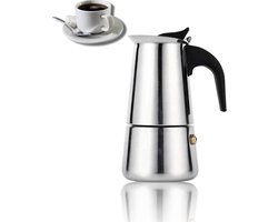 Moka Pot Koffiezetapparaat voor Thuis en Kantoorgebruik - Roestvrij Staal, Traditioneel Design, 100ml Inhoud