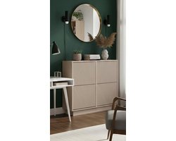 MokaLine Pro Schoenenkast met 4 Kleppen – Smalle Schoenenkast 99x24x91 cm – Ruimtebesparend met Kantelbeveiliging – Moderne Schoenenopberger voor Hal, Gang en Woonkamer – Mokka – House & Garden