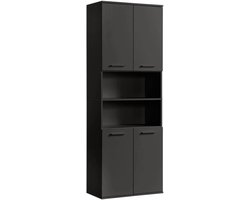 mokebo Badkamer kolomkast 'Der Matrose' (180x65x34 cm) Smalle badkamer zijkast of houten badkamerkast in Antraciet zwart