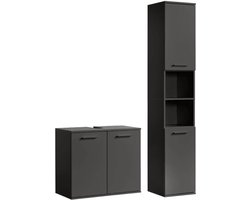 mokebo Badkamermeubelset 2-delig 'Der Steuermann' Meubels voor de badkamer van hout in Antraciet zwart