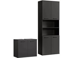 mokebo Badkamermeubelset 2-delig 'Der Steuermann' Meubels voor de badkamer van hout in Antraciet zwart