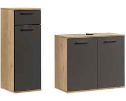 mokebo Badkamermeubelset 2-delig 'Der Steuermann' Meubels voor de badkamer van hout in Viking Eik