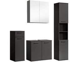 mokebo Badkamermeubelset 4-delig 'Der Steuermann' Meubels voor de badkamer van hout in Antraciet zwart