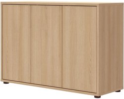 mokebo Dressoir Eiken (103x73 cm) 'Die Horizontale' - Houten Kast met 3 Deuren, Made in Germany, Modern Dressoir, Matte Halkast, Bijzetkast of Kleine Woonkamerkast