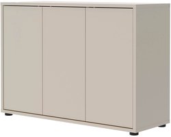 mokebo Dressoir Kasjmier (103x73 cm) 'Die Horizontale' - Houten Kast met 3 Deuren, Made in Germany, Modern Dressoir, Matte Halkast, Bijzetkast of Kleine Woonkamerkast in Grijs-Beige