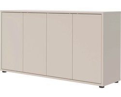 mokebo Groot Dressoir Kasjmier (136x73 cm) 'Die Horizontale' - Houten Kast met 4 Deuren, Made in Germany, Modern Dressoir, Matte Halkast, Bijzetkast of Woonkamerkast in Grijs-Beige