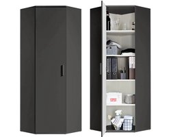 mokebo Hoekkast Opbergkasten 'Der Lange' (64x180 cm), Multifunctionele Kast, Schoenenkast voor de Gang in antraciet zwart gemaakt van Hout