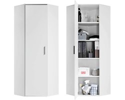 mokebo Hoekkast Opbergkasten 'Der Lange' (64x180 cm), Multifunctionele Kast, Schoenenkast voor de Gang in wit gemaakt van Hout