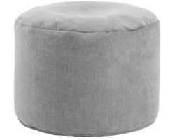 mokebo indoor Poef 'Der RuhePoef' van geweven stof, voetensteun of kruk rond in grijs