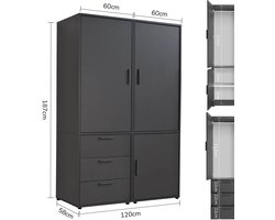 mokebo Kledingkast (120x187 cm) van hout 2 deuren & 6 lades 'Der Grenzenlose' modulaire & combineerbare slaapkamerkast, garderobekast, halkast, draaideurkast, kast in Wit