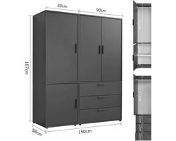 mokebo Kledingkast (150x187 cm) van hout in Wit 6 deuren & vakken 'Der Grenzenlose' modulaire & combineerbare slaapkamerkast, garderobekast, halkast, draaideurkast of kast