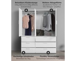 mokebo Kledingkast (150x187 cm) van hout in Zwart 3 deuren & 6 lades 'Der Grenzenlose' slaapkamerkast modulair & combineerbaar, garderobekast, halkast, draaideurkast, kast