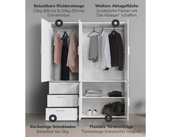 mokebo Kledingkast (150x187 cm) van hout in Zwart 5 deuren & 3 lades 'Der Grenzenlose' slaapkamerkast modulair & combineerbaar, garderobekast, halkast, draaideurkast, kast