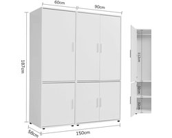mokebo Kledingkast (150x187 cm) van hout in Zwart 6 deuren & vakken 'Der Grenzenlose' modulaire & combineerbare slaapkamerkast, garderobekast, halkast, draaideurkast, kast