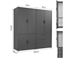 mokebo Kledingkast (180x187 cm) van hout in Wit 8 deuren & vakken 'Der Grenzenlose' modulaire & combineerbare slaapkamerkast, garderobekast, halkast, draaideurkast, kast