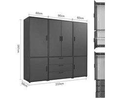 mokebo Kledingkast (210x187 cm) van hout in Wit 8 deuren & vakken 'Der Grenzenlose' slaapkamerkast modulair & combineerbaar, garderobekast, halkast, draaideurkast, kast