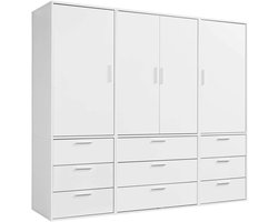 mokebo Kledingkast (210x187 cm) van hout in Zwart 4 deuren & 9 lades 'Der Grenzenlose' slaapkamerkast modulair & combineerbaar, garderobekast, halkast, draaideurkast, kast