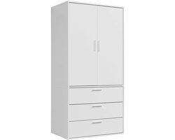 mokebo Kledingkast (60x187 cm) van hout 2 deuren & 2 vakken 'Der Grenzenlose' modulaire slaapkamerkast, garderobekast, halkast, draaideurkast of kast in Wit