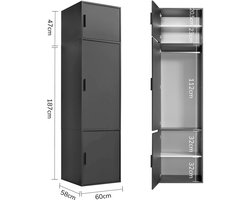 mokebo Kledingkast (60x234 cm) van hout in Wit 1 deur & 3 lades 'Der Grenzenlose', plafondhoge slaapkamerkast, garderobekast, draaideurkast of kast hoger dan 2 meter