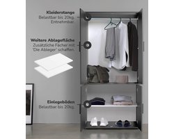 mokebo Kledingkast (90x187 cm) van hout 2 deuren & 3 lades 'Der Grenzenlose', modulaire slaapkamerkast, garderobekast, halkast, draaideurkast of kast in Zwart