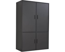 mokebo Kledingkast (90x187 cm) van hout 4 deuren & vakken 'Der Grenzenlose' modulaire slaapkamerkast, garderobekast, halkast, draaideurkast of kast in Wit