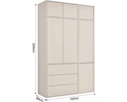 mokebo kledingkast plafondhoog kasjmier 'Robe' (137x235 cm), Made in Germany, garderobekast extra hoog, halkast & kast voor slaapkamer, kinderkamer, inloopkast van hout