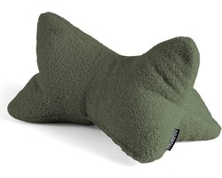 mokebo Leeshoofdkussen van teddystof Bouclé ‘Der Leseknochen‘ nekkussen of boekensteun voor tablets, boeken of e-books in bosgroen