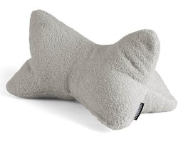 mokebo Leeshoofdkussen van teddystof Bouclé ‘Der Leseknochen‘ nekkussen of boekensteun voor tablets, boeken of e-books in grijs