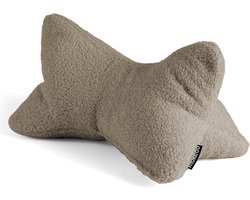 mokebo Leeshoofdkussen van teddystof Bouclé ‘Der Leseknochen‘ nekkussen of boekensteun voor tablets, boeken of e-books in taupe