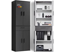 Mokebo Multifunctionele kast Kantoorkast (60x180 cm) 'Der Praktische' Made in Germany van hout met lade archiefkast ook als schoenenkast gangkast Anthrazit-Schwarz