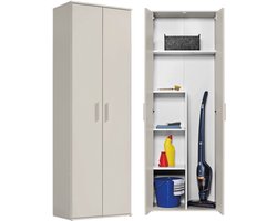 mokebo Opbergkasten Bezemkast 'Der Lange' (60 x 180 cm) multifunctionele Huishoudkast in grijs beige hout